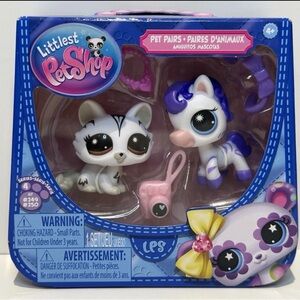 Littlest Pet Shop Black and White Cat & Purple Pony Set